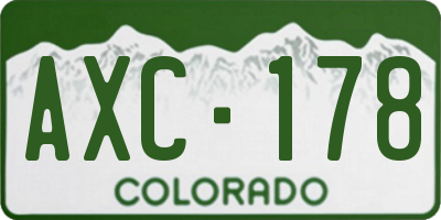 CO license plate AXC178