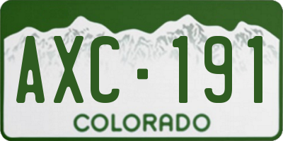 CO license plate AXC191