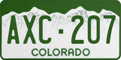 CO license plate AXC207