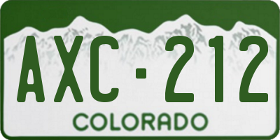 CO license plate AXC212