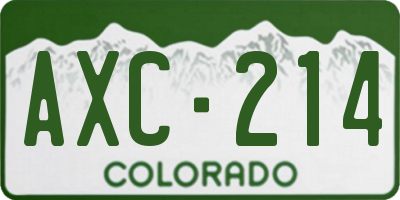 CO license plate AXC214