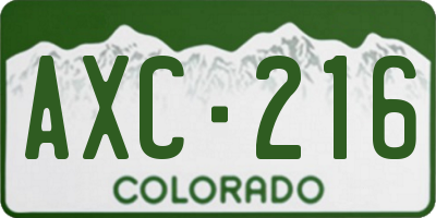 CO license plate AXC216