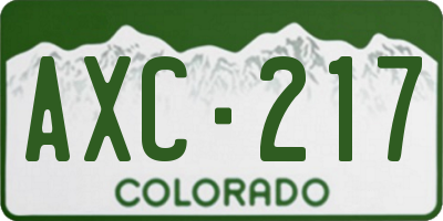 CO license plate AXC217