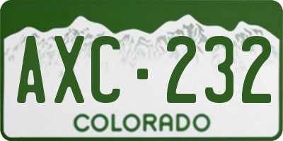 CO license plate AXC232