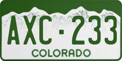 CO license plate AXC233