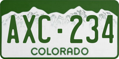 CO license plate AXC234