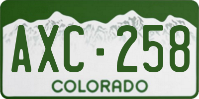 CO license plate AXC258
