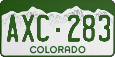 CO license plate AXC283