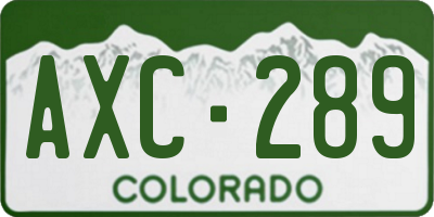 CO license plate AXC289