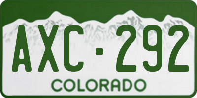 CO license plate AXC292
