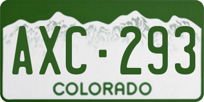 CO license plate AXC293