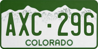 CO license plate AXC296