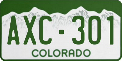 CO license plate AXC301