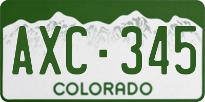 CO license plate AXC345