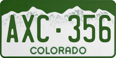CO license plate AXC356