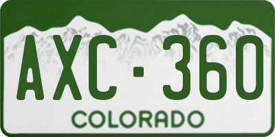 CO license plate AXC360