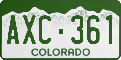 CO license plate AXC361