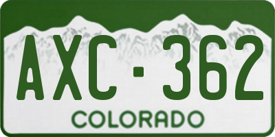 CO license plate AXC362