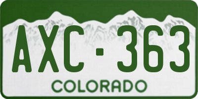 CO license plate AXC363