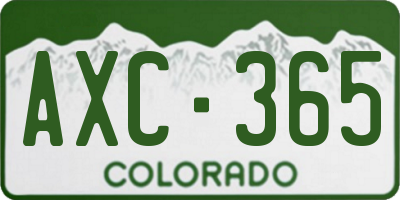 CO license plate AXC365
