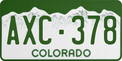 CO license plate AXC378