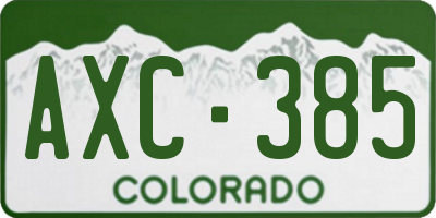 CO license plate AXC385