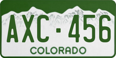 CO license plate AXC456