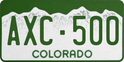 CO license plate AXC500