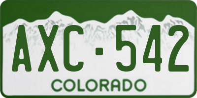 CO license plate AXC542