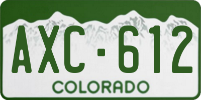 CO license plate AXC612
