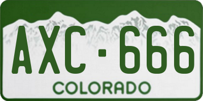 CO license plate AXC666