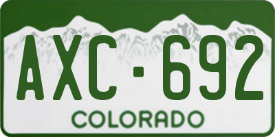 CO license plate AXC692