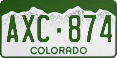 CO license plate AXC874