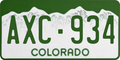 CO license plate AXC934