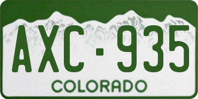 CO license plate AXC935