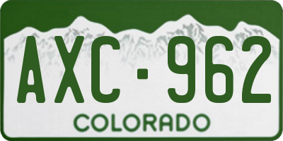 CO license plate AXC962