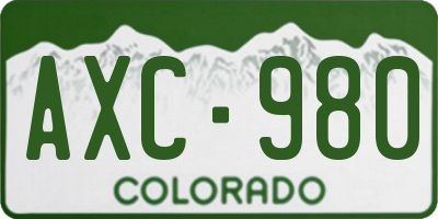 CO license plate AXC980