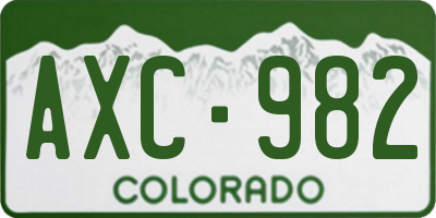 CO license plate AXC982