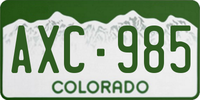 CO license plate AXC985
