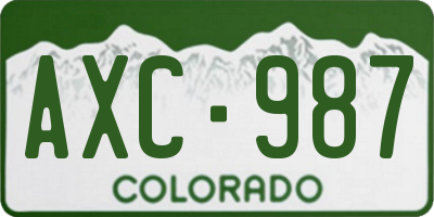 CO license plate AXC987