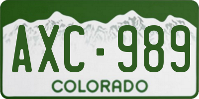 CO license plate AXC989