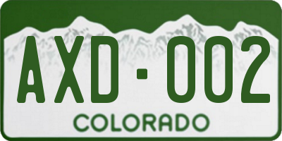 CO license plate AXD002