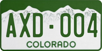 CO license plate AXD004