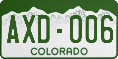 CO license plate AXD006