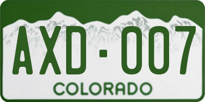 CO license plate AXD007