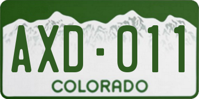 CO license plate AXD011