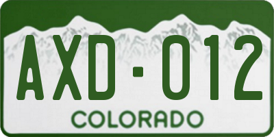 CO license plate AXD012