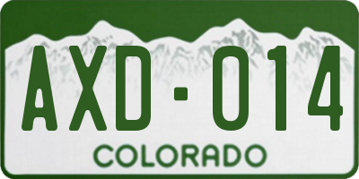 CO license plate AXD014