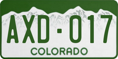 CO license plate AXD017