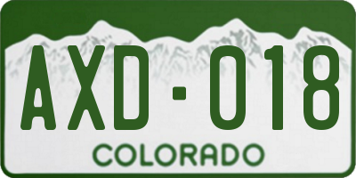 CO license plate AXD018